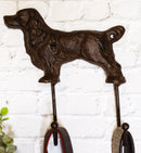 Pack Of 2 Cast Iron Whimsical Rustic Faithful Labrador Dog 2-Peg Wall Hook Decor