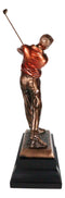 Pro Golfer Swinging Golf Club Bronze Electroplated Statue With Trophy Base 12" H