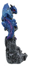 Small Blue Guardian Dragon Protecting Rhinestone Rock Crystal Castle Figurine