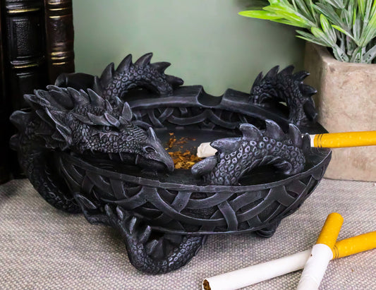 Ebros Medieval Fantasy Celtic Gerwolf Sleeping Dragon Round Cigarette Ashtray 5.75" L - Ebros Gift