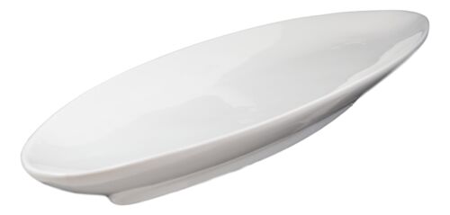 Ebros Kitchen Modern Contemporary White Porcelain Oval Plates 20"L SET OF 3