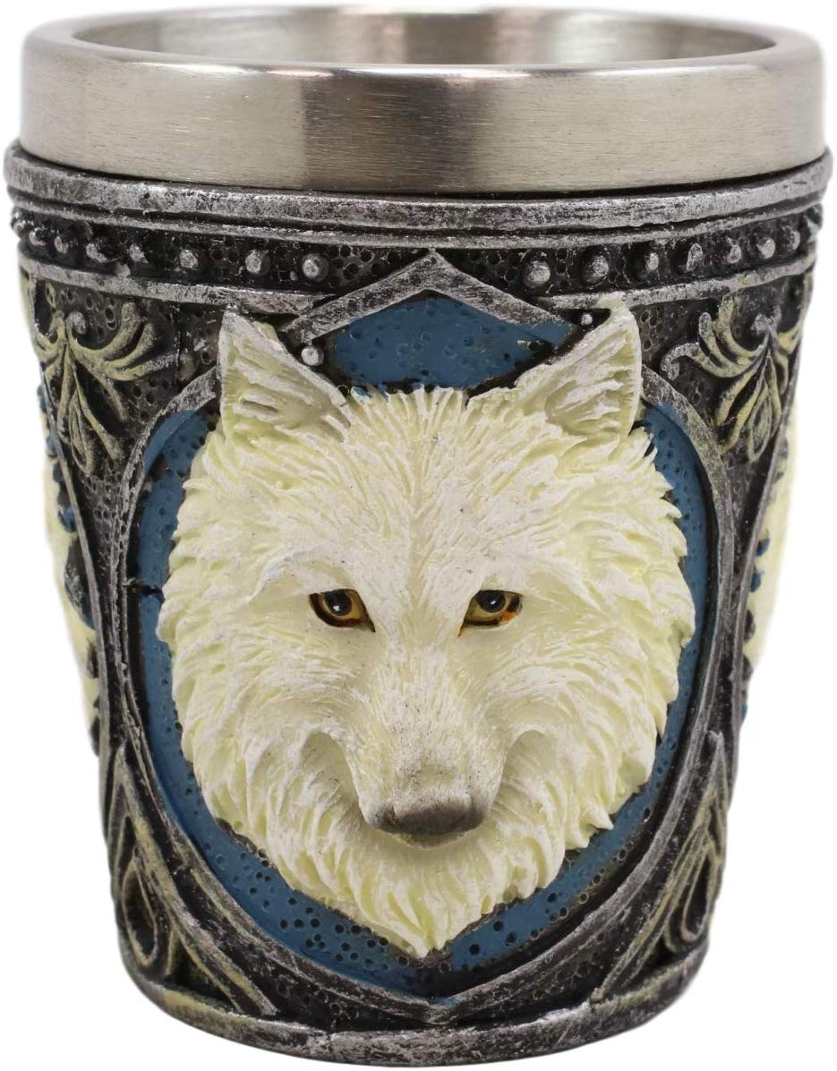 Ebros Full Moon Alpha Wolf 2-Ounce Shot Glass SET OF 2 - Ebros Gift