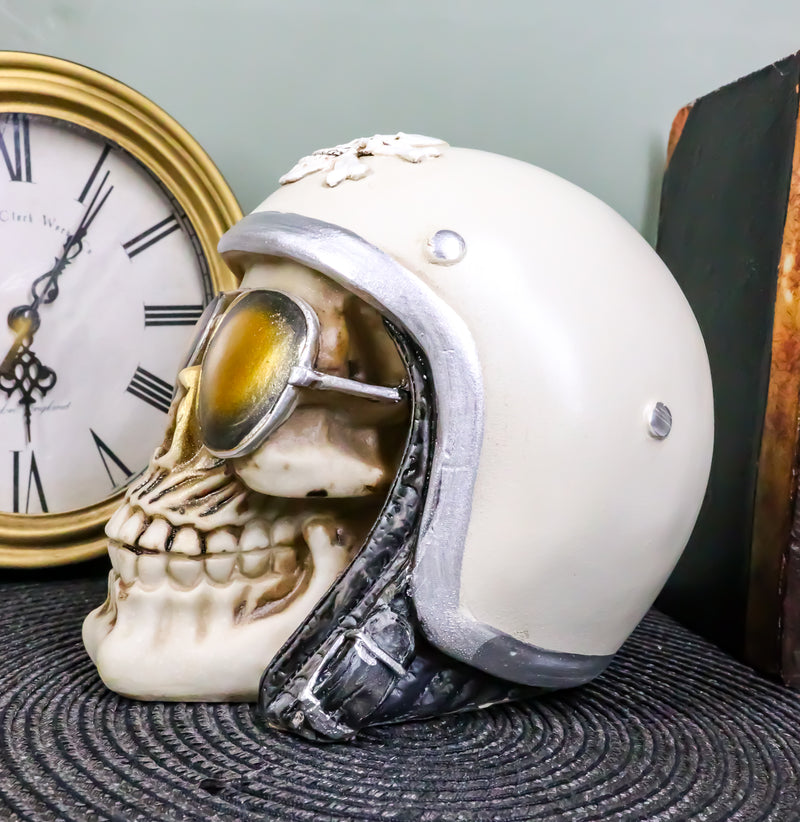 Ebros Aviation Airman Fighter Pilot Helmet Skull With Aviator Sunglasses Shades Statue Ossuary Skeleton Macabre Halloween Graveyard Spooky Skulls Figurine