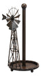 Ebros 14.5"Tall Rustic Country Farm Agricultural Windmill Outpost Paper Towel Holder Display Dispenser Stand Made Of Handcrafted Metal Western Kitchen Bathroom Home Decor In Aged Bronze Finish - Ebros Gift
