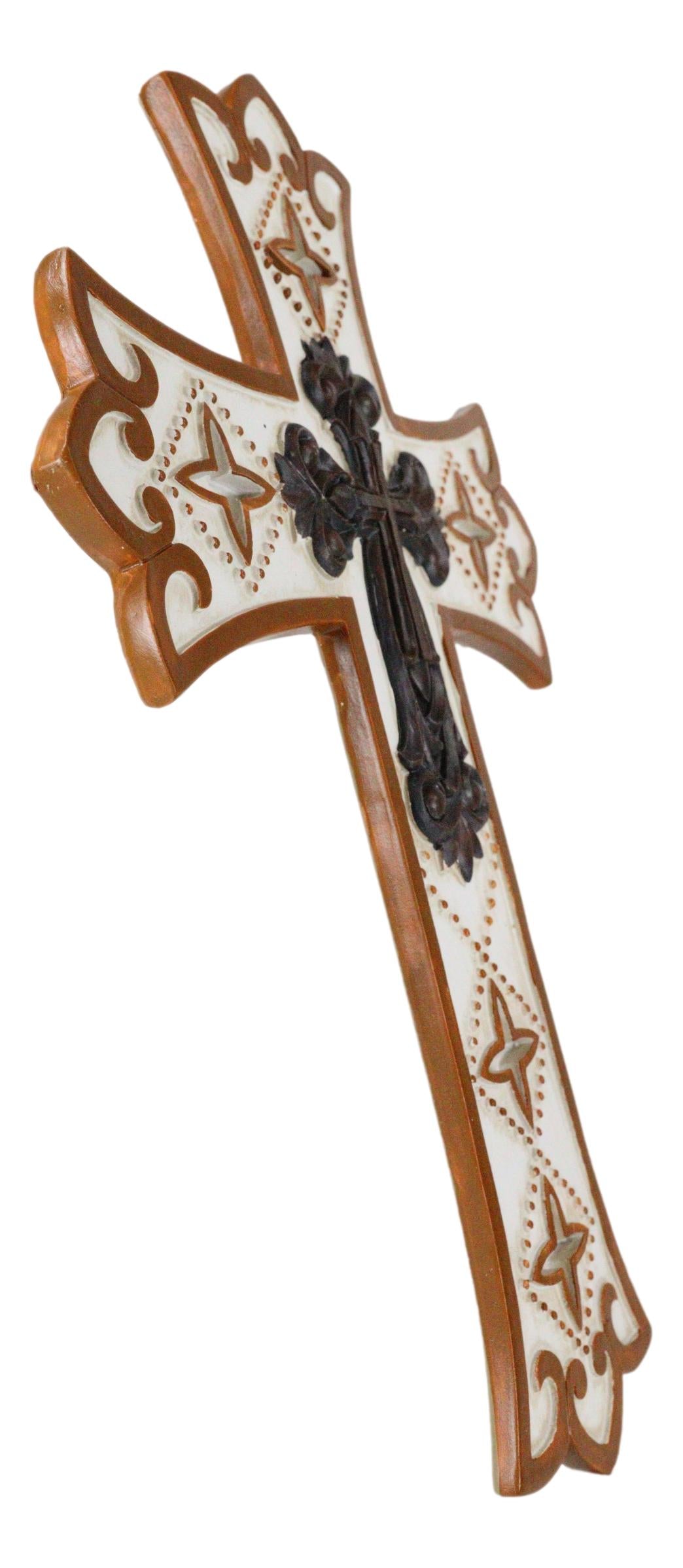 Vintage Royal Scroll Le Fleur French Fleur De Lis Layered Crucifix Wall Cross