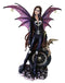 Ebros Large 22" Tall Goth Rocker Biker Skull Fairy With Pet Dragon Statue