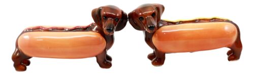 Doxies Hot Dog Sausage Wiener Dachshunds Salt And Pepper Shakers Magnetic Set