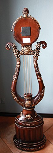 Ebros Gift 67"H Large Vintage Harp Shaped Timeless Grandfather Clock Furnishing Decor