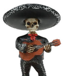 Traditional Folk Mariachi Band Black Skeleton Guitarist Statue Day Of The Dead