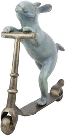 Ebros Aluminum Speedy Bunny Rabbit Riding On Scooter 18"H Garden Stake Statue