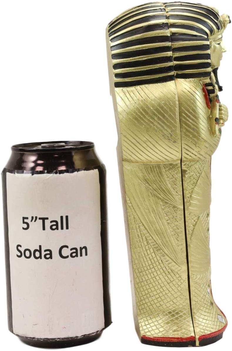 Ebros 8.25" Tall Egyptian Golden Pharaoh King TUT Sarcophagus Coffin with Mummy