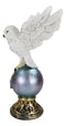 Gothic Snowy Owl Talisman Pentagram Pendant Perching On Gazing Ball Orb Figurine