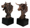 Stock Market Roaring Bear And Bull Bust Bronze Electroplated Resin Figurines Set