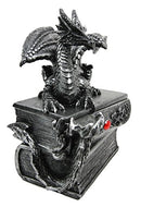 Medieval Fantasy Dragon Guardian of Knowledge Secret Trinket Box Figurine 8.25"H
