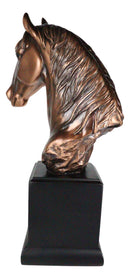 Western Wildlife Long Mane Horse Stallion Head Bust Figurine With Trophy Base