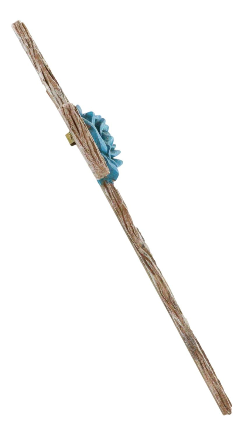 Rustic Aqua Blue Rose Flower Bless Our Family With Love And Grace Wall Cross