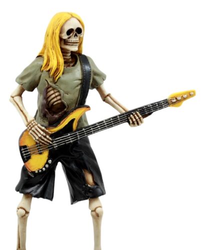 Day Of The Dead Skeleton Bass Player Figurine Rock Band From Hell Underworld