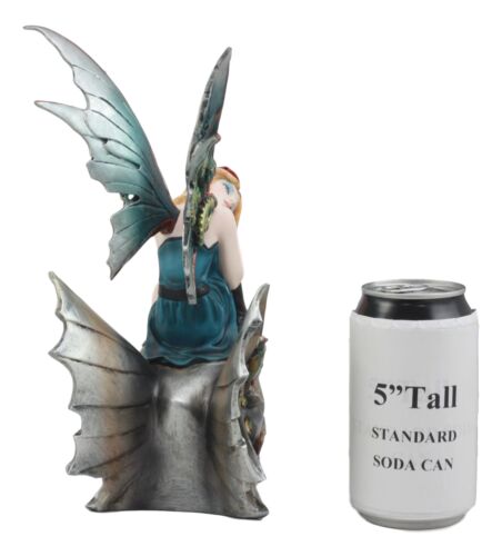 Steampunk Pilot Aviator Fairy Riding Mechanical Cyborg Dragon Head Statue 10"H