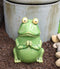 Ebros 11.25" Tall Lilypad Wishes Ceramic Whimsical Meditating Yoga Green Frog Home and Garden Statue Praying Frogs Decorative Sculpture Accent - Ebros Gift