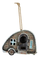 Rustic Western Camper Trailer Cabin Birdhouse With Door Tree Hanging Bird Feeder