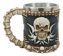 Ebros Evil Grinning Tribal Skull Tankard With Skulls Skeletal Spine Bones Handle
