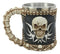 Ebros Evil Grinning Tribal Skull Tankard With Skulls Skeletal Spine Bones Handle