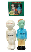 Mr & Mrs Mummy Deady Embalmed Corpses Ceramic Salt Pepper Shakers Figurine Set