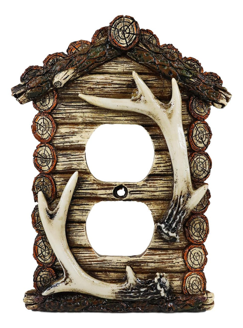 Pack of 2 Rustic Log Cabin Antlers Double Receptacle Wall Outlet Switch Plate