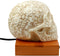 Ebros Day of The Dead Floral Skull Side Table LED Night Light Statue With Two USB Charging Dock On Wood Base