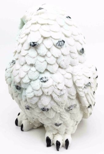 Arctic Tundra White Snow Owl Chick Cute Figurine 6"H Collectible Sculpture