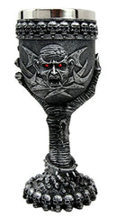 Ebros Gift Grasp Of The Undead Red Eyed Zombie Ossuary Skeleton Graveyard 6"H Wine Goblet Cup