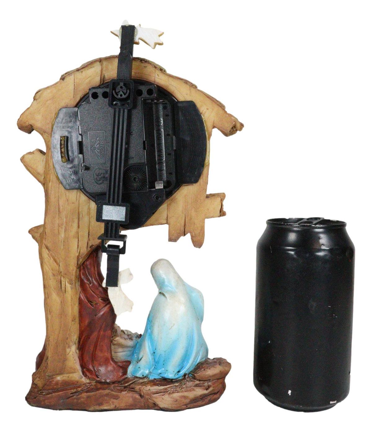 Holy Family Nativity Mary Joseph and Baby Jesus In Manger Pendulum Table Clock - Ebros Gift