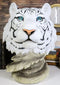 15"H Large Blue Eyed Siberian Bengal White Tiger Bust Desktop Plaque Figurine