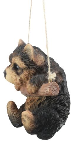 Ebros Teacup Yorkie Puppy Macrame Branch Hanger 5.5"Tall With Jute Strings