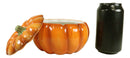 Ebros Pack Of 2 Kitchen Festive Bright Orange Ceramic Pumpkin Soup Dessert Bowl W/ Lid