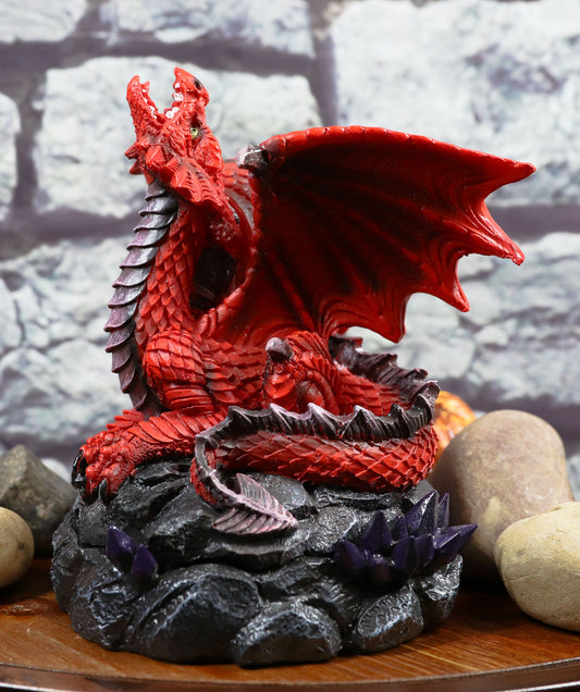 Ebros Smoke Fire Breathing Smaug Red Dragon Backflow Incense Cone Burner Statue Decor - Ebros Gift