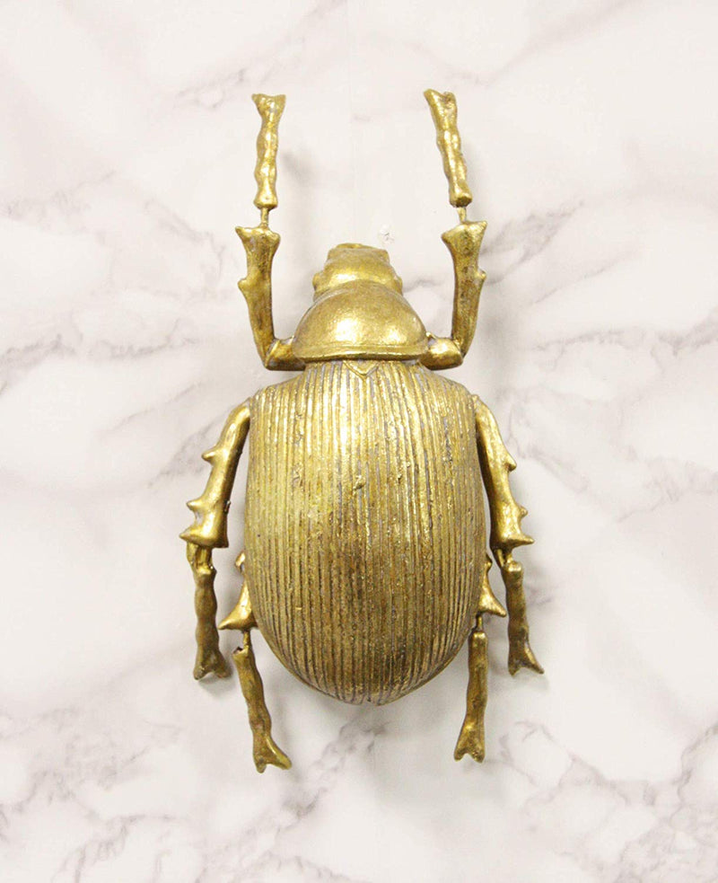 Ebros Large Gold Leaf Resin Scarab Dung Beetle Wall Sculpture Or Table Decor