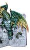 Guardian Of Bibliography Gold Green Dragon Emerging Out Of Spell Book Figurine
