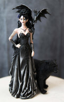 Gothic Bella Donna Purple Rose Witch Fairy with Black Dragon And Bear Statue