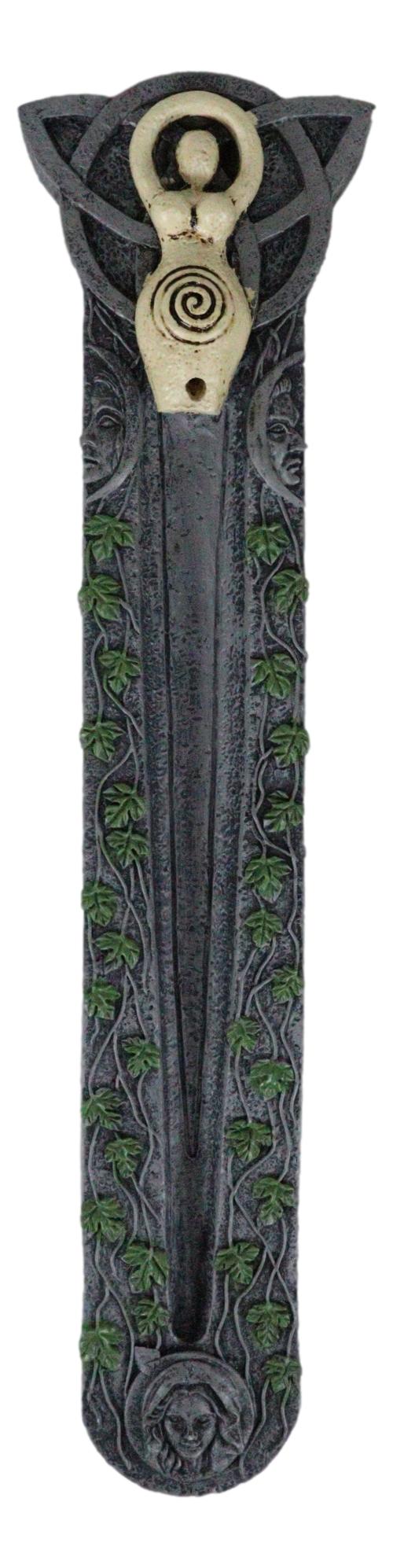 Wiccan Shaman Feminine Spiral Goddess Celtic Trinity Ivy Leaves Incense Burner