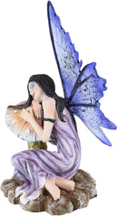 Ebros 5.25 Inch Fairyland Purple Fairy Sleeping on Mushroom Statue Figurine