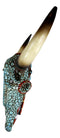 Large Western Steer Cow Skull With Mosaic Turquoise Stones And Beads Wall Decor