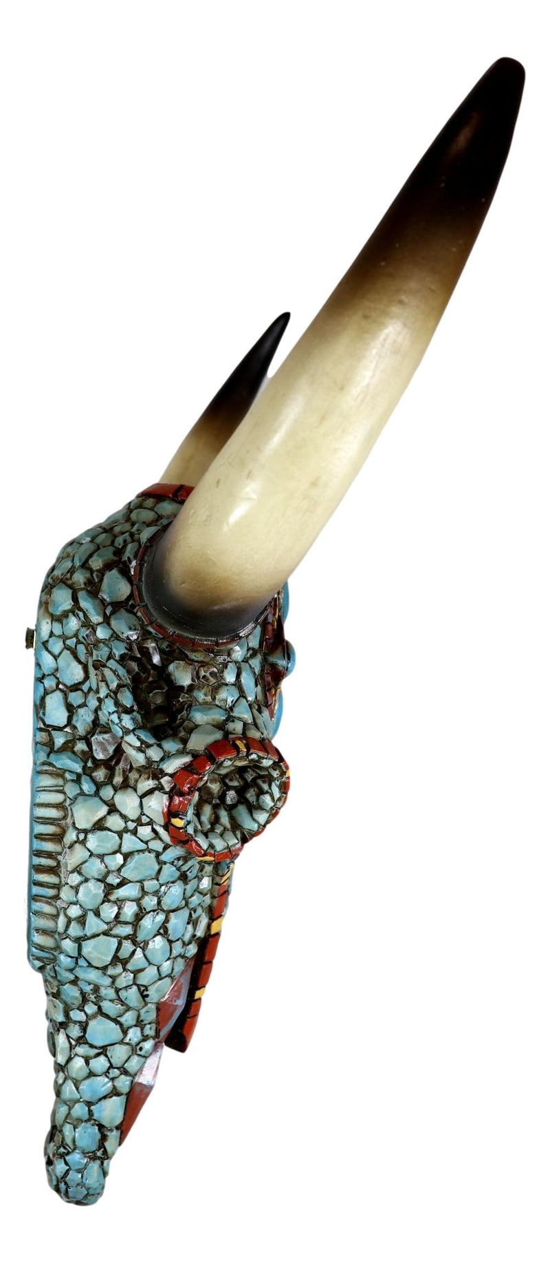 Large Western Steer Cow Skull With Mosaic Turquoise Stones And Beads Wall Decor