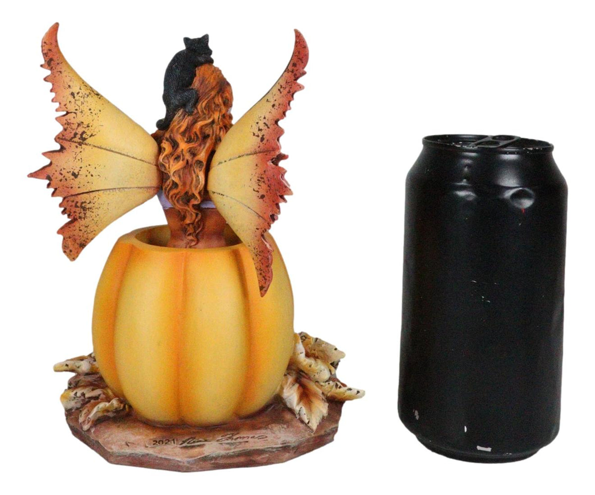 Amy Brown Halloween Mischief Fairy With Black Cats On Grinning Pumpkin Figurine