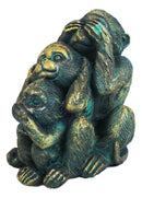 Whimsical Faded Bronze Color See Hear Speak No Evil Rainforest Monkeys Figurine
