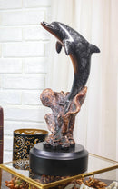 Marine Sea Dolphin Jumping Out Of Water Bronze Electroplated Resin Figurine