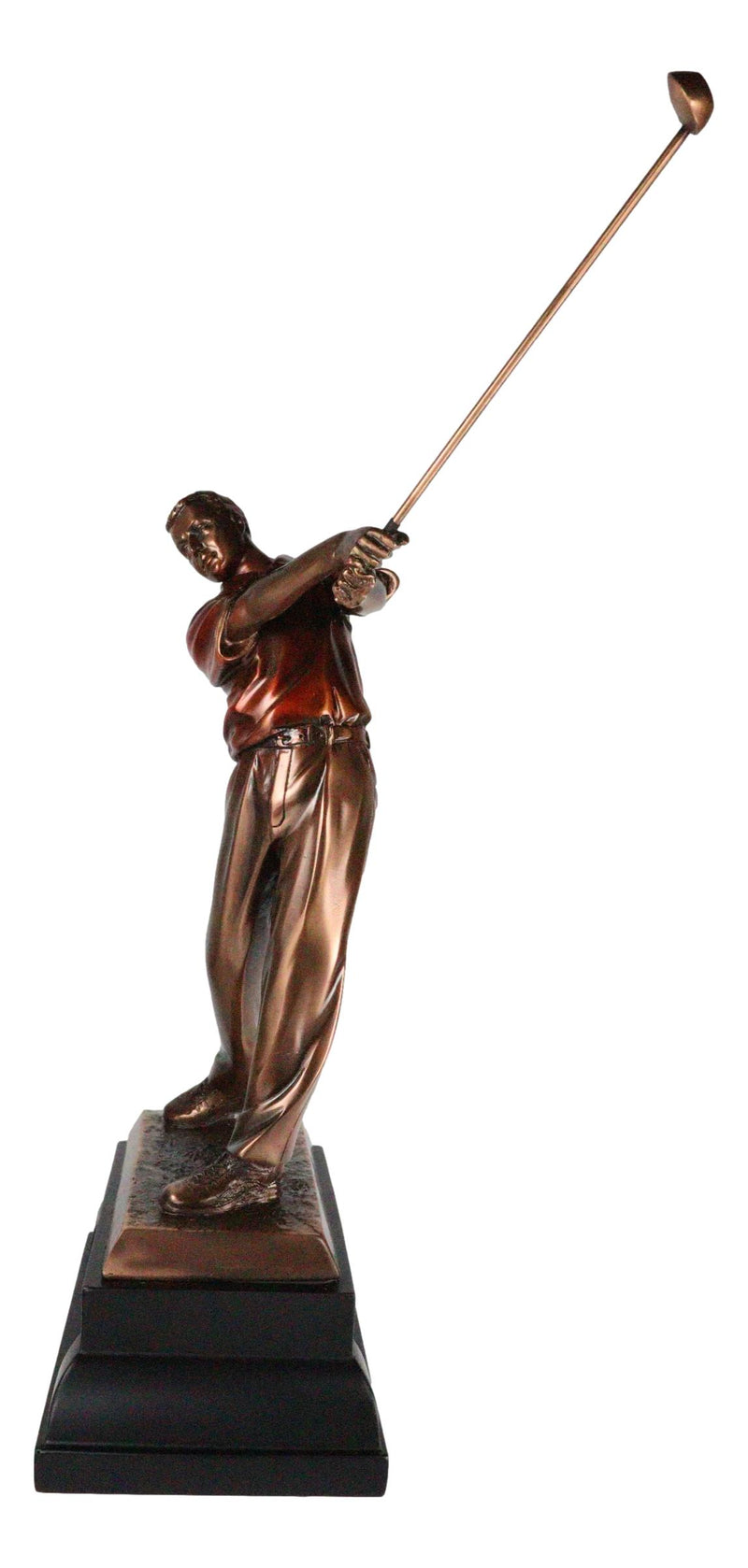 Pro Golfer Swinging Golf Club Bronze Electroplated Statue With Trophy Base 12" H