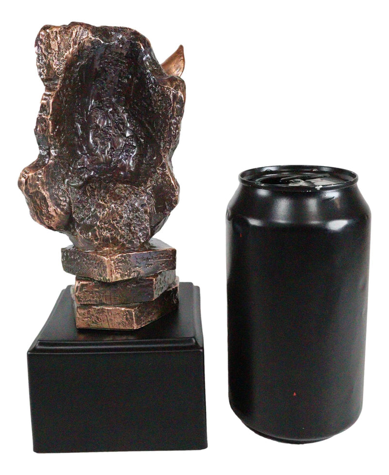 Black African Rhinoceros Bust Statue 7.5"H Rhino Monolith Bronze Electroplated