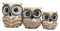 Balinese Wood Handicrafts Golden Night Forest Owl Family Set of 3 Figurines