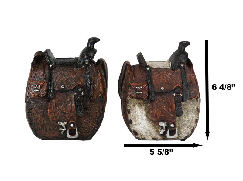 Set Of 2 Rustic Western Cowboy Horse Saddle Money Coin Savings Piggy Banks